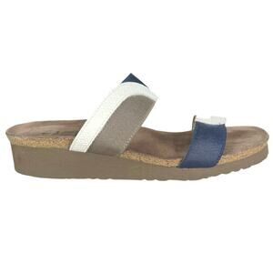 NAOT Women’s Frankie Blue White Slide Sandals Size 38 US 7